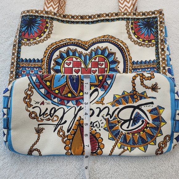Brighton TC AR Canvas Tote All You Need Is Love with Weaved Handle NWOT - Picture 5 of 11